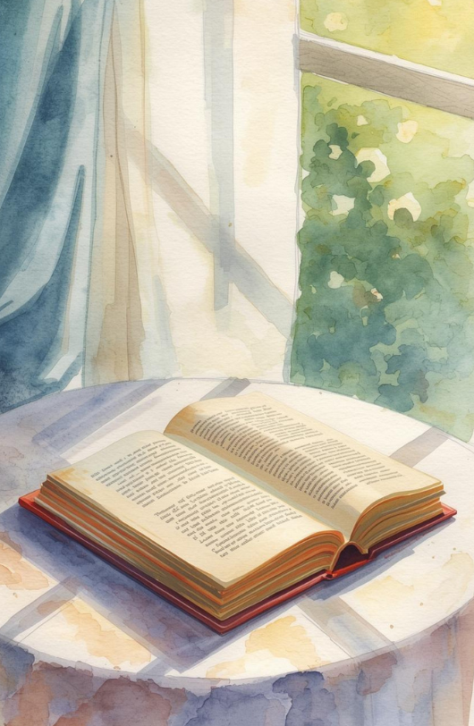 aufgeschlagenes Buch im Kinderwunsch als aquarell Zeichnung